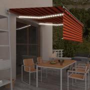 vidaXL Automatisk markis rullgardin vindsensor LED 4,5x3 m orange/brun