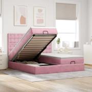 vidaXL Ottoman sängram med madrasser rosa 180x200 cm sammet