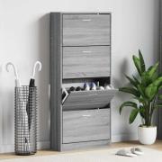 vidaXL Skoskåp grå sonoma 63x24x147 cm konstruerat trä