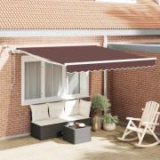 vidaXL Markis automatiskt infällbar med LED brun 300x250 cm