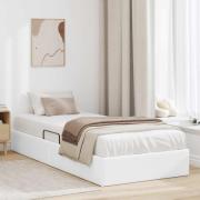 vidaXL Förvaringssäng med huvudgavel Ren Vit 90 x 200 cm Konstläder