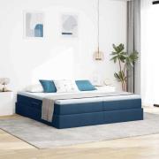 vidaXL Förvaringssäng med madrass Blå 200 x 200 cm Polyester