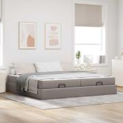 vidaXL Sängram med madrass med madrass 2 pcs Taupe tyg