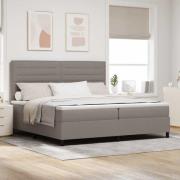 vidaXL Bäddfjäder med madrass med huvudgavel Taupe 200 x 200 cm tyg