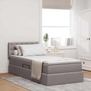 vidaXL Förvaringssäng med LED med madrass Taupe 100 x 200 cm tyg