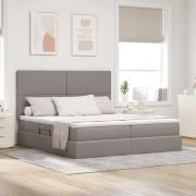 vidaXL Förvaringssäng med madrass Taupe 200 x 200 cm Konstläder