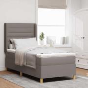 vidaXL Bäddfjäder med madrass med huvudgavel Taupe 90 x 200 cm tyg
