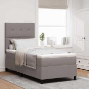 vidaXL Bäddfjäder med madrass med huvudgavel Taupe 90 x 200 cm tyg