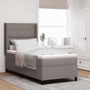 vidaXL Bäddfjäder med madrass med huvudgavel Taupe 200 x 100 cm tyg