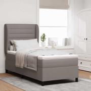 vidaXL Bäddfjäder med madrass med huvudgavel Taupe 100 x 200 cm tyg