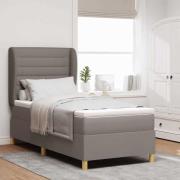 vidaXL Bäddfjäder med madrass med huvudgavel Taupe 200 x 90 cm tyg
