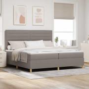 vidaXL Bäddfjäder med madrass med huvudgavel Taupe 200 x 200 cm tyg