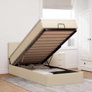 vidaXL Ottoman säng med madrass gräddvit 90x200 cm tyg