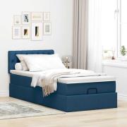 vidaXL Ottoman säng med madrass blå 90x200 cm tyg
