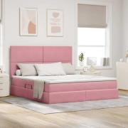vidaXL Förvaringssäng med madrass med madrass Rosa 180 x 200 cm Sammet