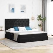 vidaXL Förvaringssäng med madrass Svart 160 x 200 cm Sammet