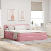 vidaXL Förvaringssäng med madrass med lagring Rosa 180 x 200 cm Sammet