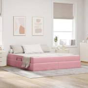 vidaXL Förvaringssäng med madrass med madrass Rosa 180 x 200 cm Sammet