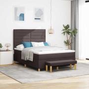 vidaXL Bäddfjäder med madrass med huvudgavel Mörkbrun 140 x 200 cm tyg