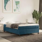 vidaXL Boxspring-sängram mörkblå 140x200 cm sammet