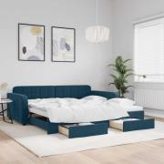 vidaXL Dagbädd utdragbar med lådor blå 100x200 cm sammet