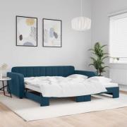 vidaXL Dagbädd utdragbar blå 100x200 cm sammet