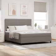 vidaXL Bäddfjäder med madrass med led Taupe 180 x 200 cm tyg