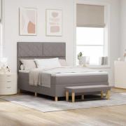 vidaXL Bäddfjäder med huvudgavel Taupe 200 x 160 cm tyg