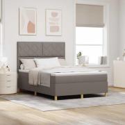 vidaXL LED Box Säng med madrass med huvudgavel Taupe 160 x 200 cm tyg