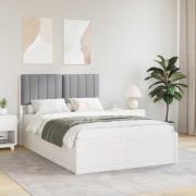 vidaXL Sängram med Klädd Huvudgavel Ljusgrå 120 x 190 cm Massiv furu