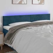 vidaXL Sänggavel LED mörkblå 200x5x78/88 cm sammet