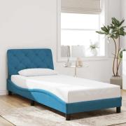 vidaXL Bed Frame without Mattress Blue 90x200 cm Velvet