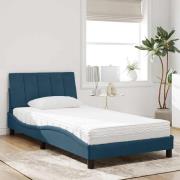 vidaXL Bed with Mattress "Hanko" Blue 100x200 cm Velvet