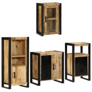 vidaXL Badrumsmöbelset med hylla med dörr 4 pcs Brun Massivt Mangoträd