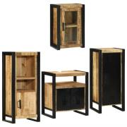 vidaXL Badrumsmöbelset med hylla med dörr 4 pcs Brun Massivt Mangoträd