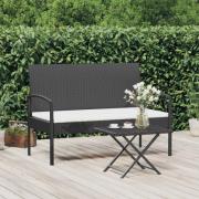 vidaXL Trädgårdsbänk med dyna svart 105 cm konstrotting