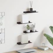 vidaXL Vägg hylla med hylla Väggmonterad 4 pcs Svart 30 x 9 x 2,5 cm