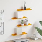 vidaXL Flytande hylla 4 pcs Senapsgul 40 x 9 x 2,5 cm Stål