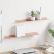 vidaXL Flytande hylla Väggmonterad 2 pcs Rosa 60 x 9 x 2,5 cm Stål