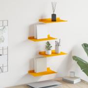 vidaXL Vägg hylla med hylla 4 pcs Senapsgul 30 x 18 x 2,5 cm