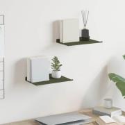 vidaXL Flytande hylla 2 pcs Olivgrön 30 x 18 x 2,5 cm Stål