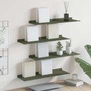 vidaXL Flytande hylla 4 pcs Olivgrön 60 x 18 x 2,5 cm Stål