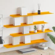 vidaXL Flytande hylla 4 pcs Senapsgul 100 x 18 x 2,5 cm Stål
