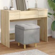 vidaXL Förvaringspall med kudde Ljusgrå 40 x 40 x 45 cm Sammet