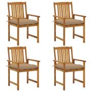 vidaXL Trädgårdsstolar med dynor 4 st massivt akaciaträ