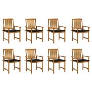 vidaXL Trädgårdsstolar med dynor 8 st massivt akaciaträ
