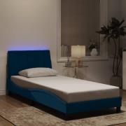 vidaXL Bed Frame with LED without Mattress "Hanko" Blue 90x190 cm Velv...