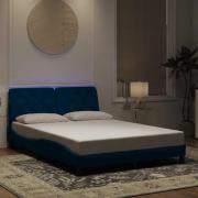 vidaXL Bed Frame with LED without Mattress Blue 140x190 cm Velvet
