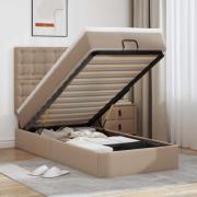 vidaXL Ottoman sängram med madrass cappuccino 90x190 cm konstläder