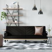 vidaXL Bäddsoffa med armstöd svart tyg